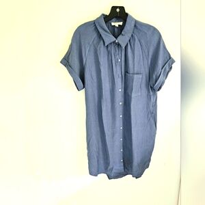 Eesome Dress Cotton blue shirt dress short sleeve